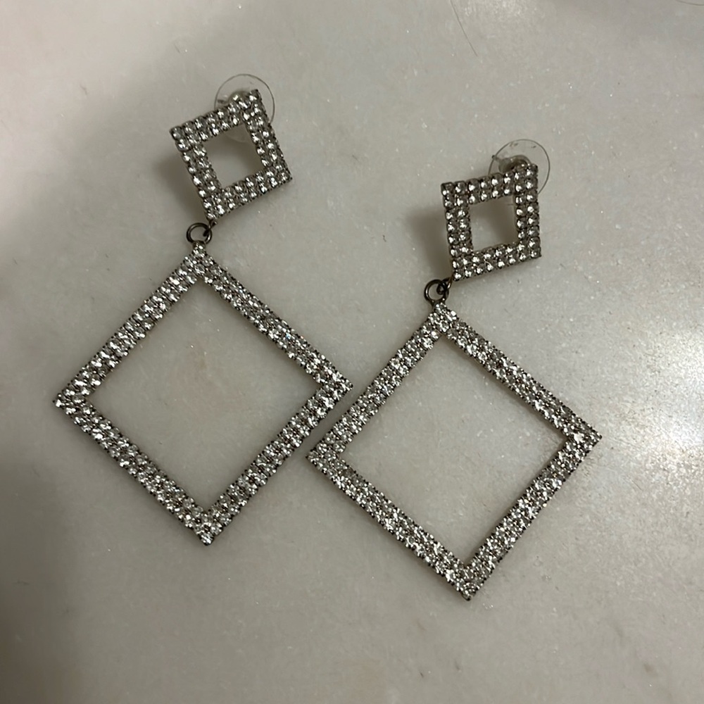 Geometric rhinestone earrings